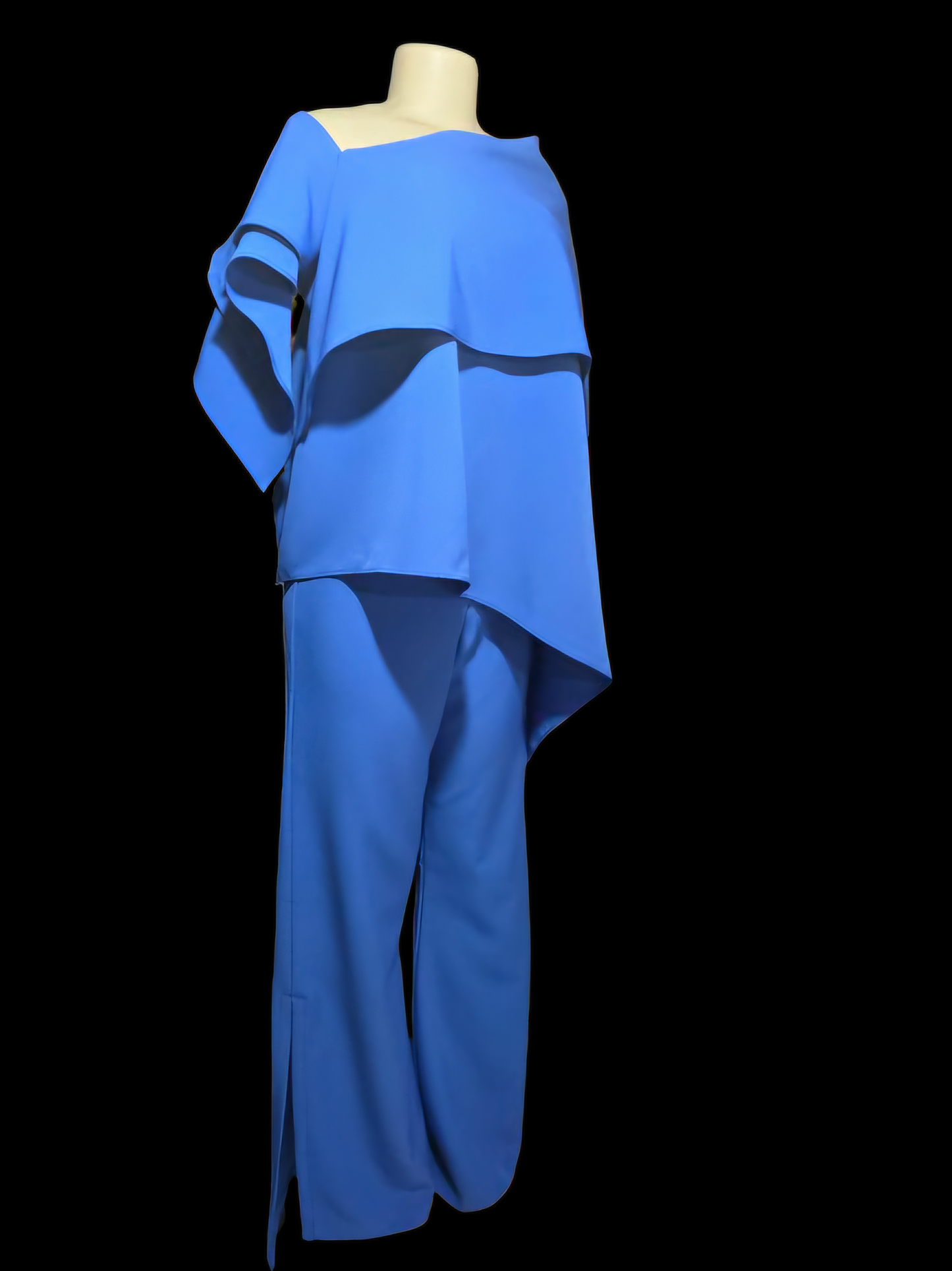 Royal Asymmetric Draped Jumpsuit