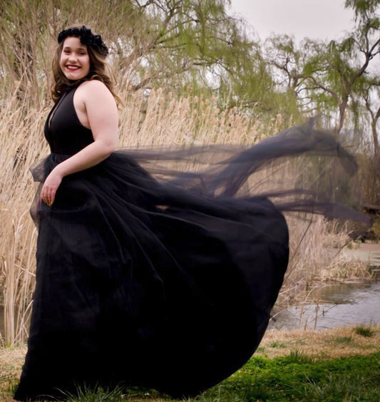 Regal Ballgown with a Dramatic Open Back