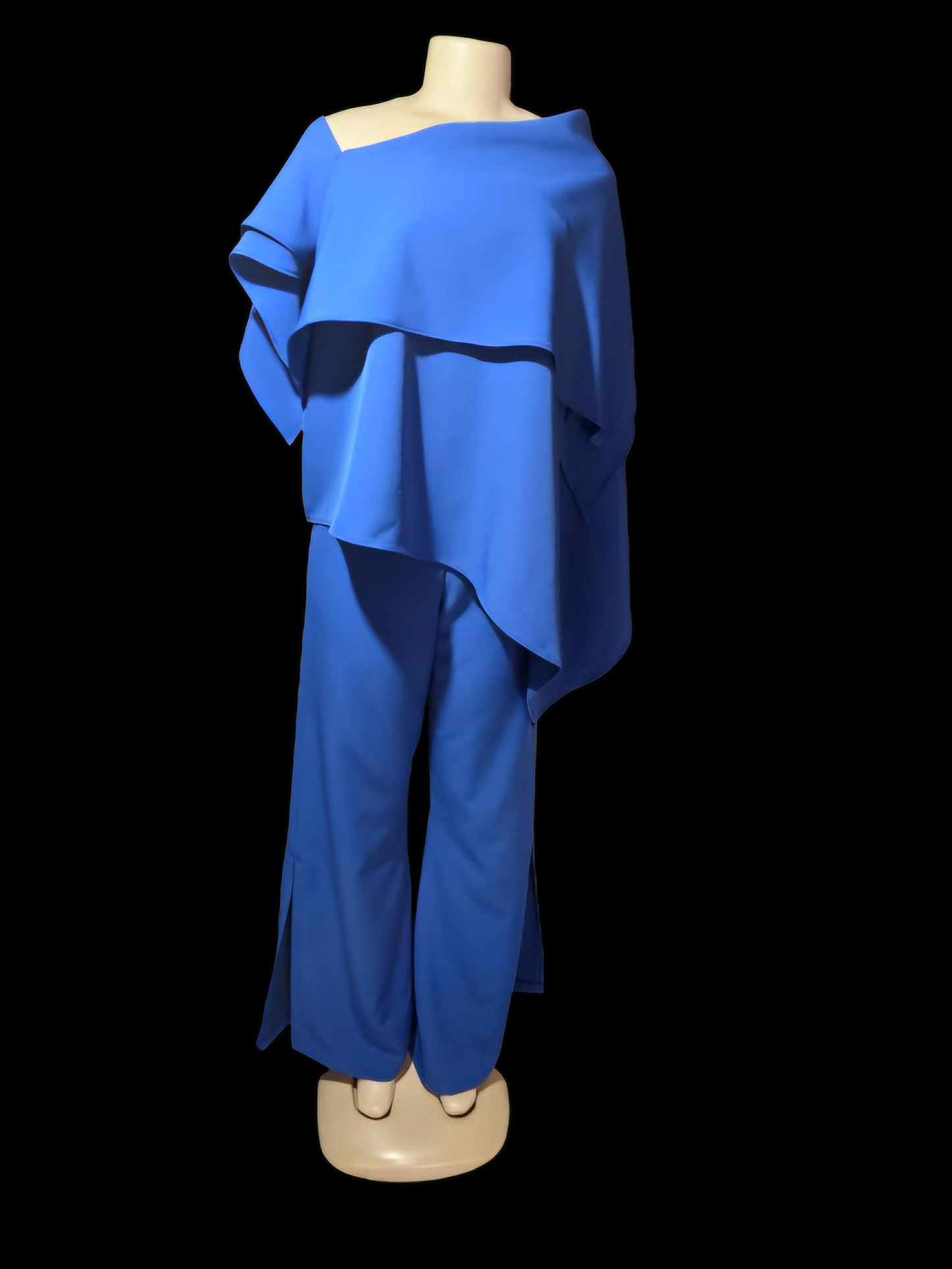 Royal Asymmetric Draped Jumpsuit