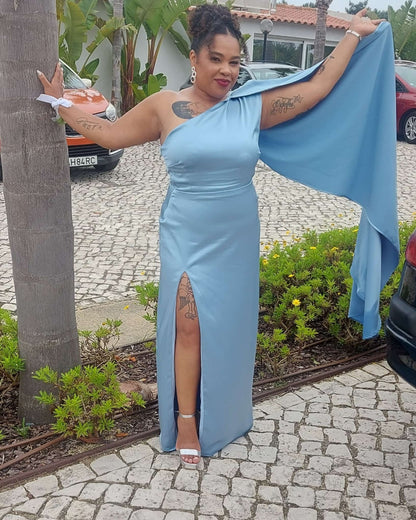 Celeste One-Shoulder Draped Gown