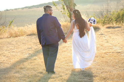 Modern Boho Lace High-Slit Wedding Dress with Train