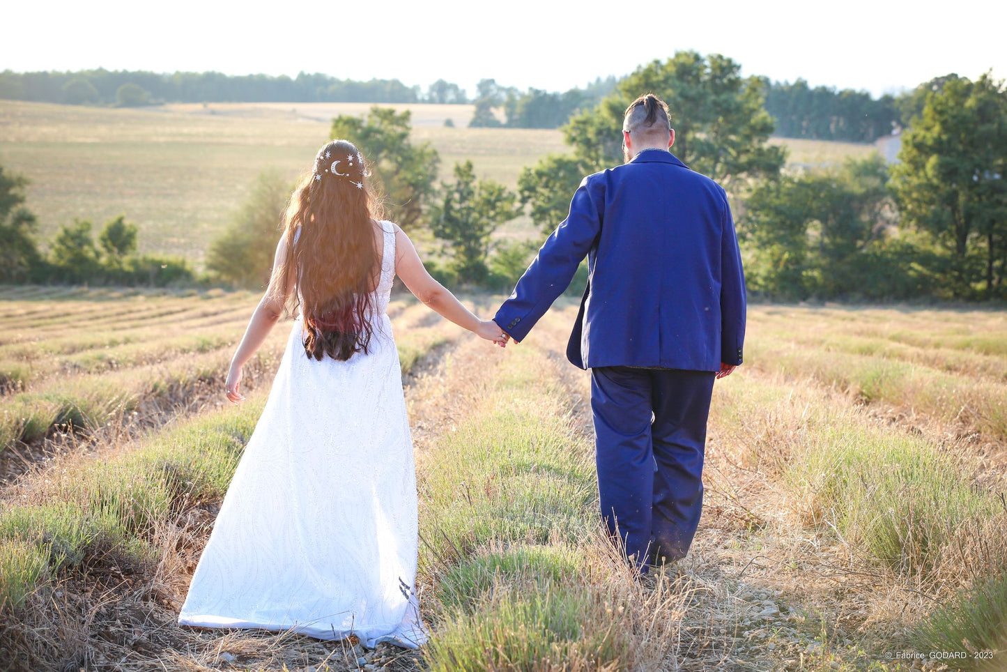 Modern Boho Lace High-Slit Wedding Dress with Train