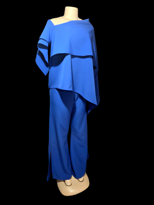 Royal Asymmetric Draped Jumpsuit