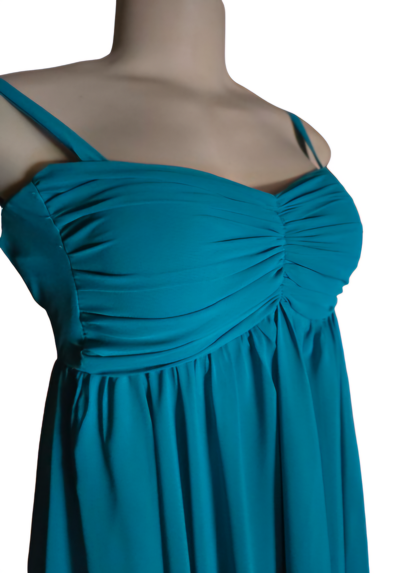 Aqua Ruched Chiffon Mini Dress