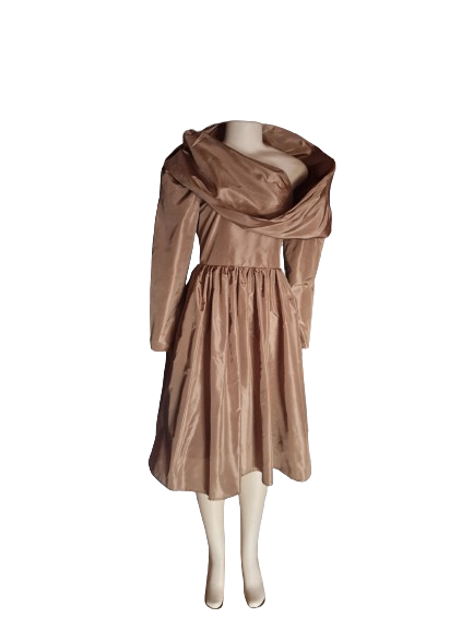 Draped Collar Couture Midi Dress