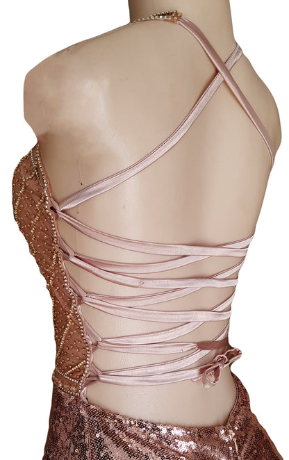 Aurora Sequin Lace-Up Gown