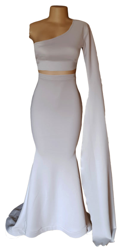 One-Shoulder Two-Piece Mermaid Gown