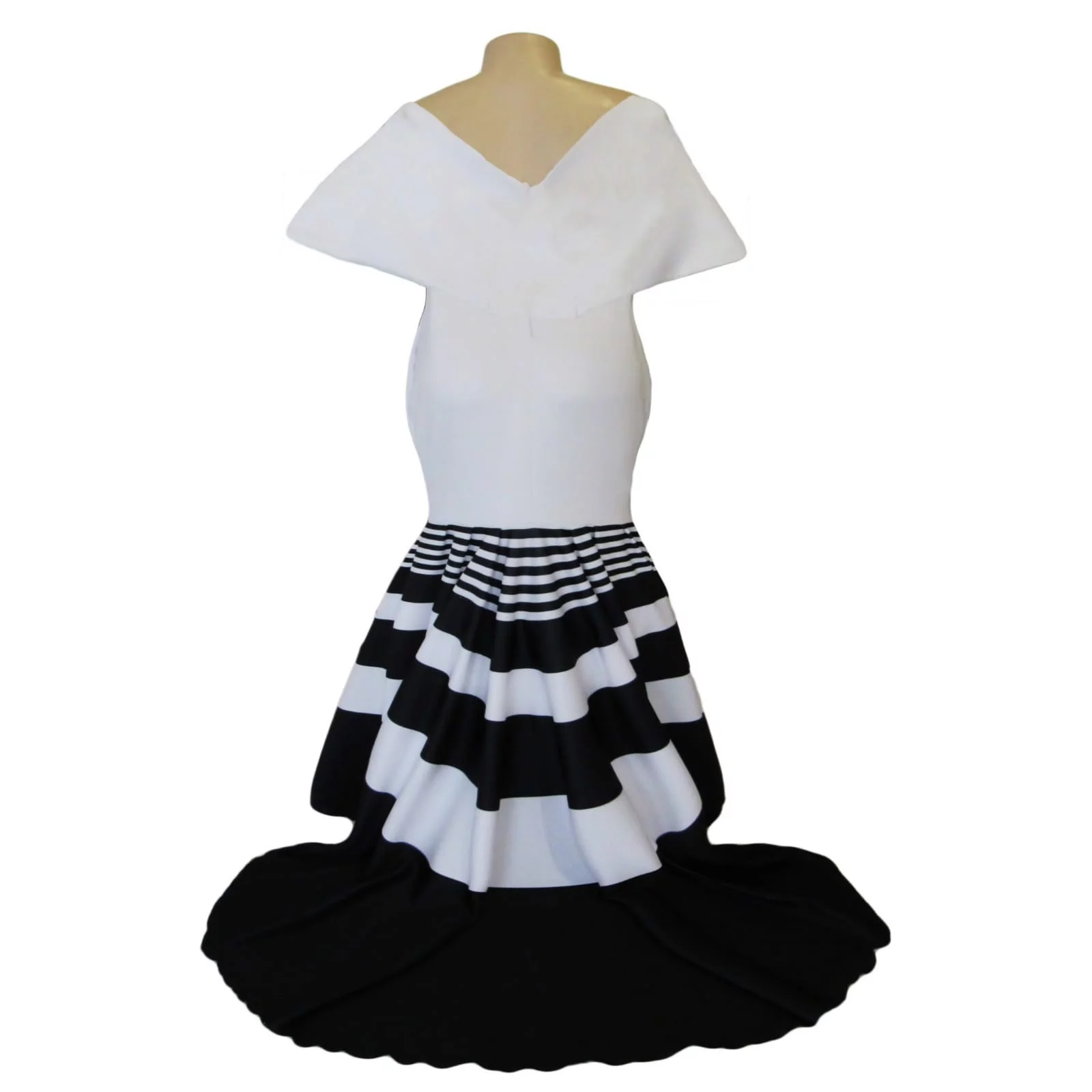 Black and white xhosa soft mermaid matric farewell dress 5 black and white xhosa soft mermaid off shoulder matric dress with a train
