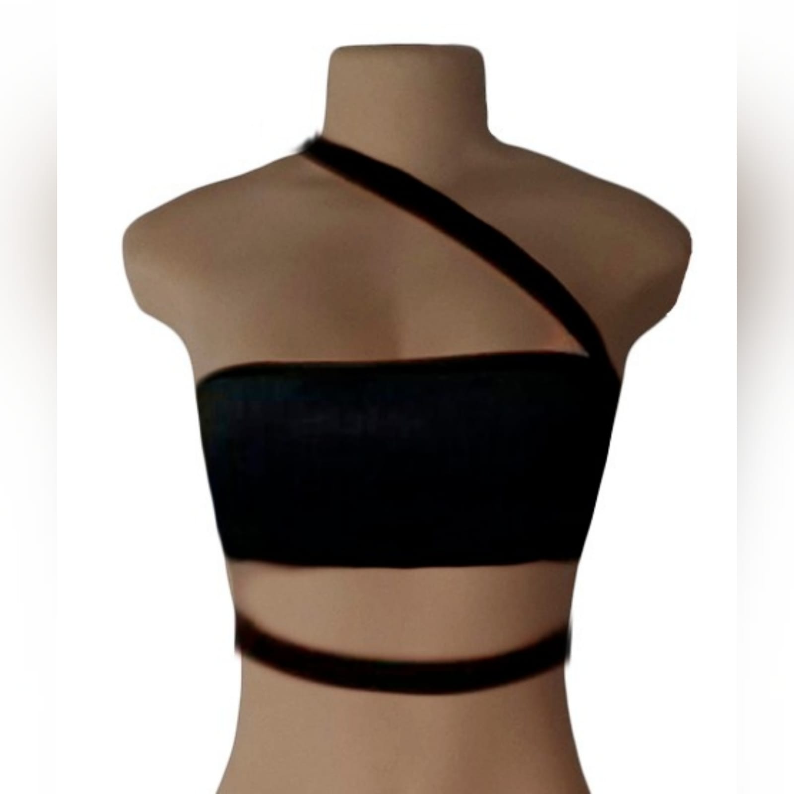 Black boob tube casual top 6 black boobtube casual top with strap detail on tummy and angular strap over the shoulder