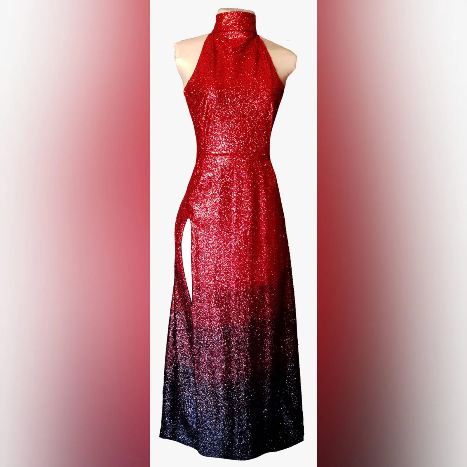 Glittered red and black ombre evening dress 11 want to be the shine at your prom gala? Wear a stunning fully glitter red and black ombre evening dress. With a high slit for a touch of sexy to your radical look.