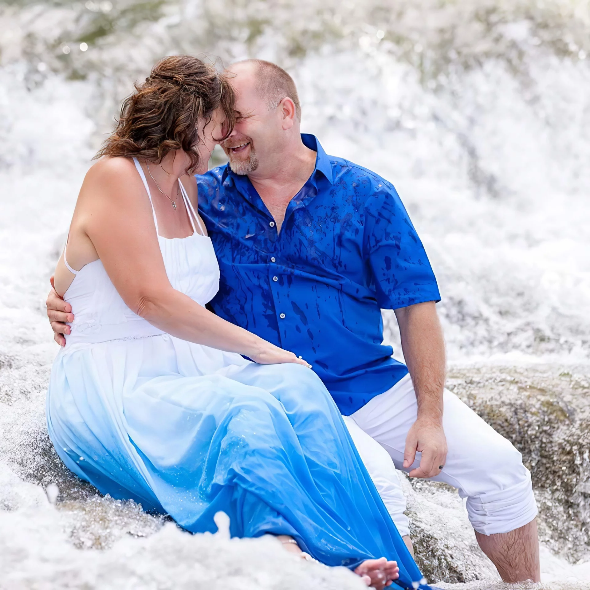 Blue and white ombre hotsell wedding dress