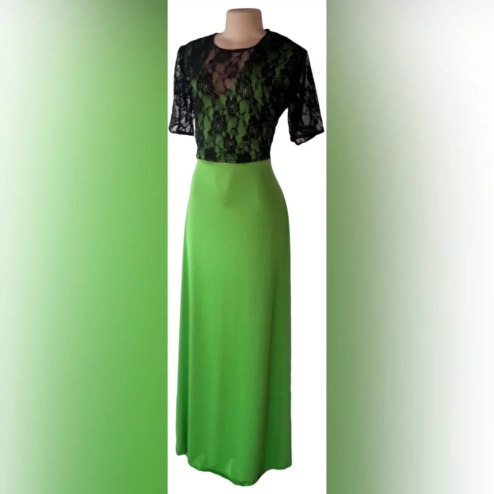 Green and black bridesmaid dresses 4 green & black bridesmaid dresses. Bodice with an overlayer of black lace.