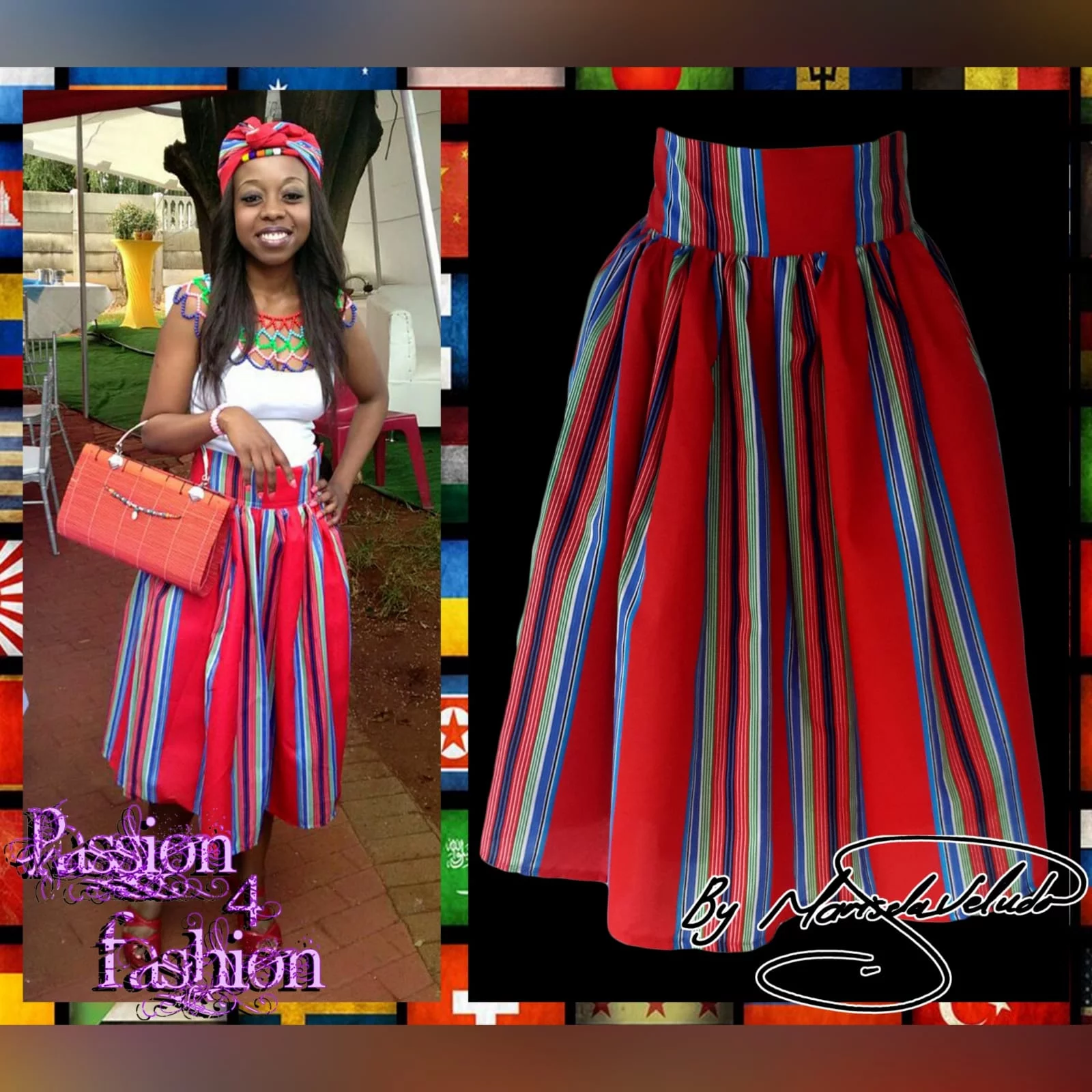 High waist traditional red venda skirt 2 high waist traditional red venda skirt