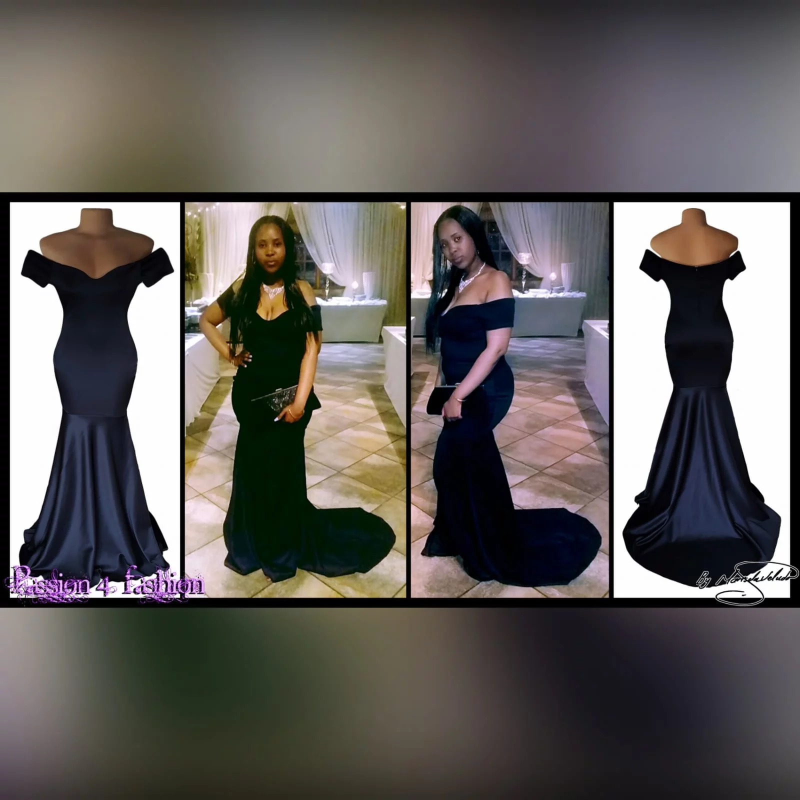 Off shoulder black soft mermaid matric dance dress 6 off shoulder black soft mermaid matric dance dress with a train and off shoulder cap sleeves