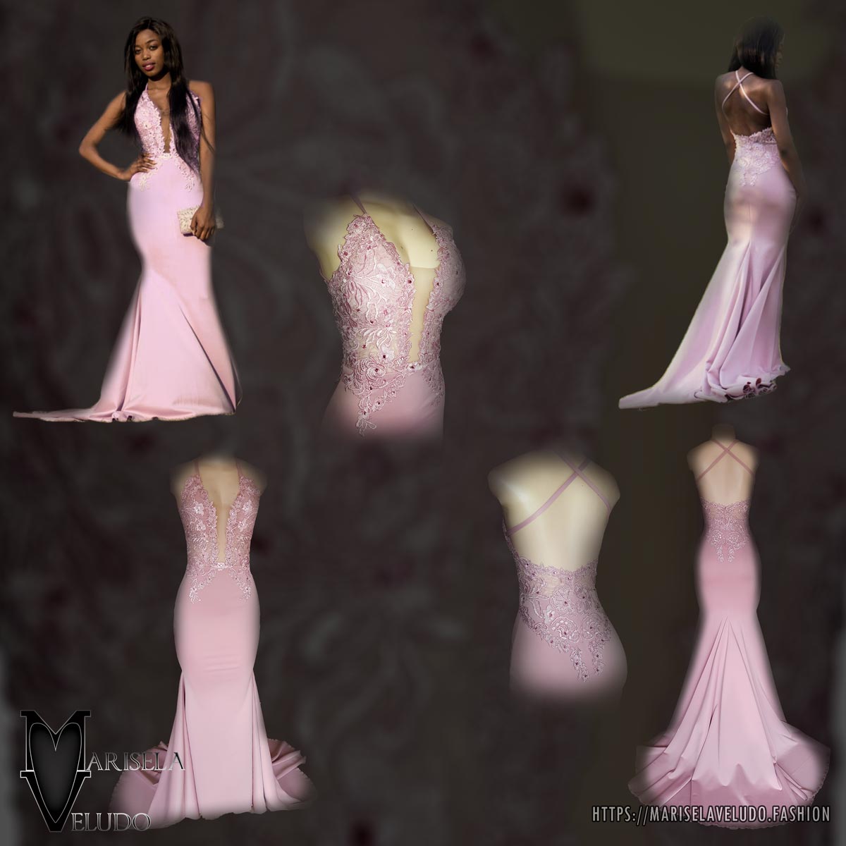 Pink sexy soft mermaid prom dress 8 look ravishing on your prom night with this pink sexy soft mermaid prom dress. A fitted lace bodice with a plunging neckline, low back and a train to add some glamour to your important event.