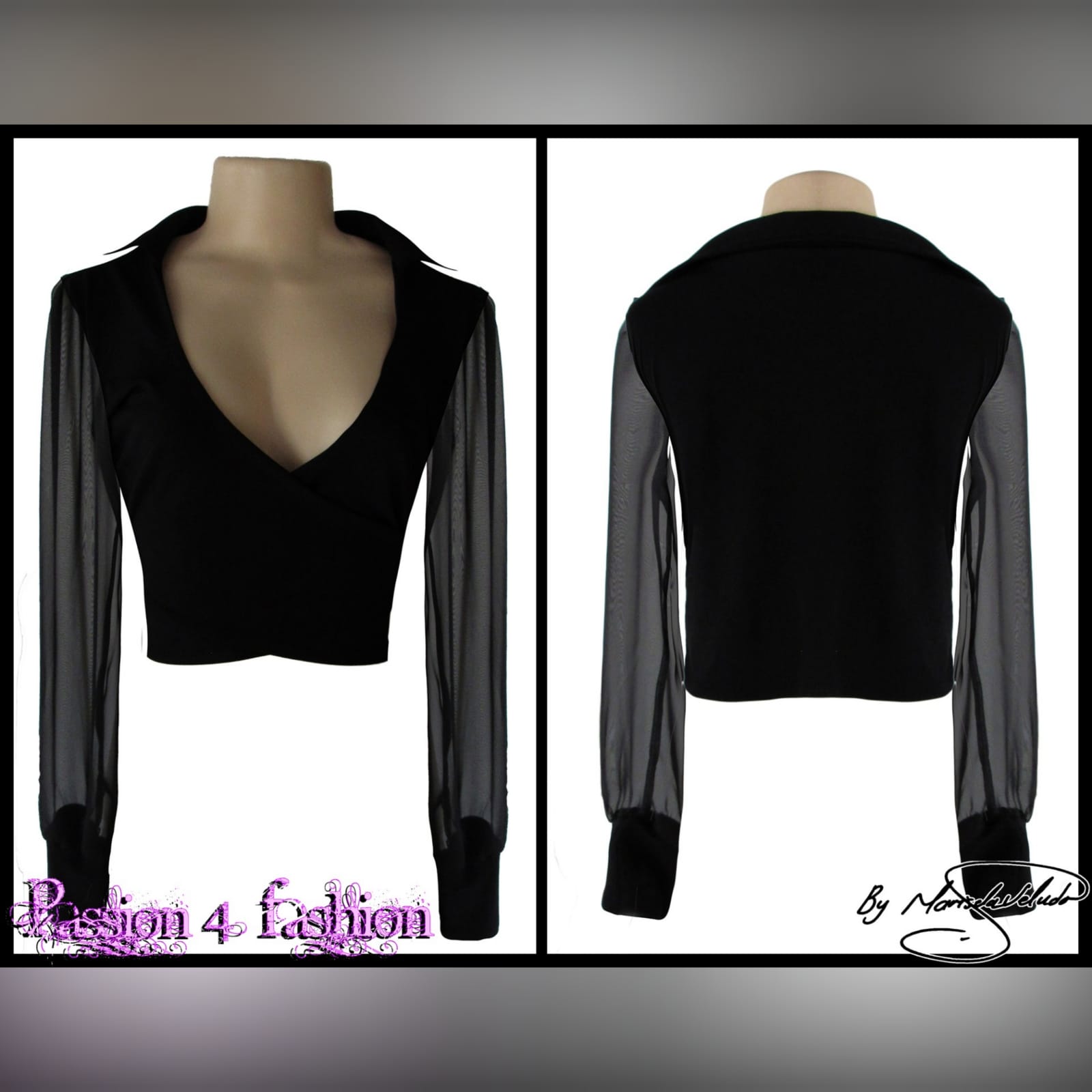 Smart Casual V Neck Black Crop Top Marisela Veludo Your