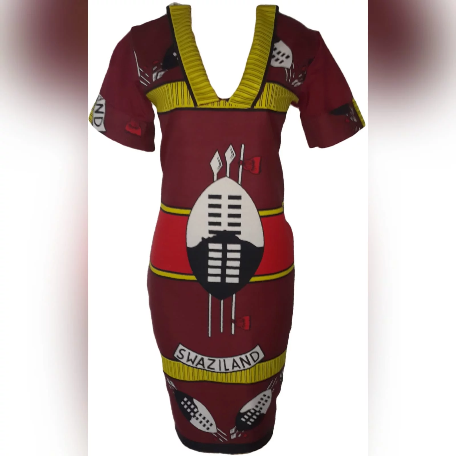 Traditional swati dress with matching swati doek 5 traditional swati dress with a v neckline, finished with a collar design that can be worn in 3 different ways. With a matching swati doek.