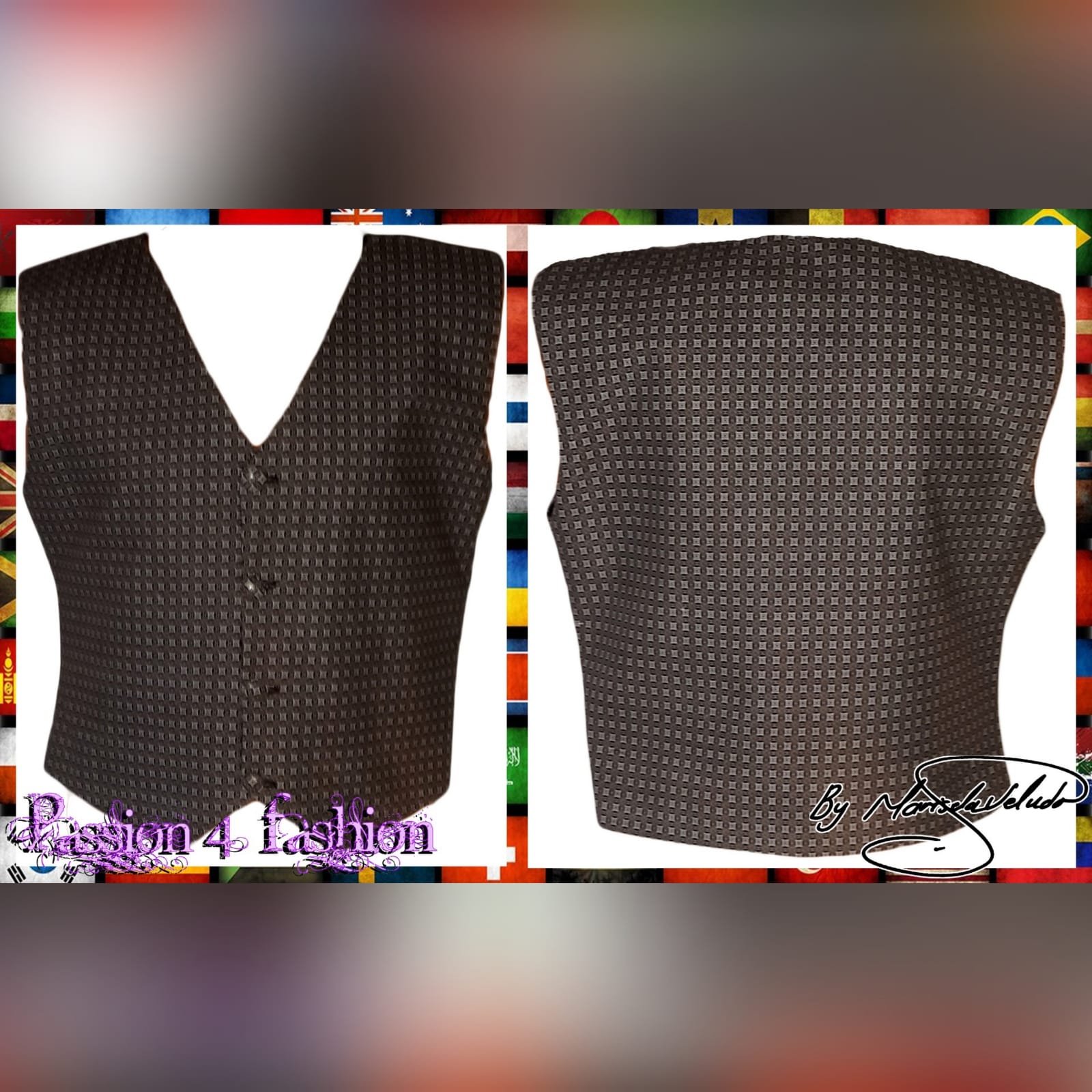 Traditional waistcoat in brown shweshwe 3 modern traditional men's waistcoat in brown shweshwe