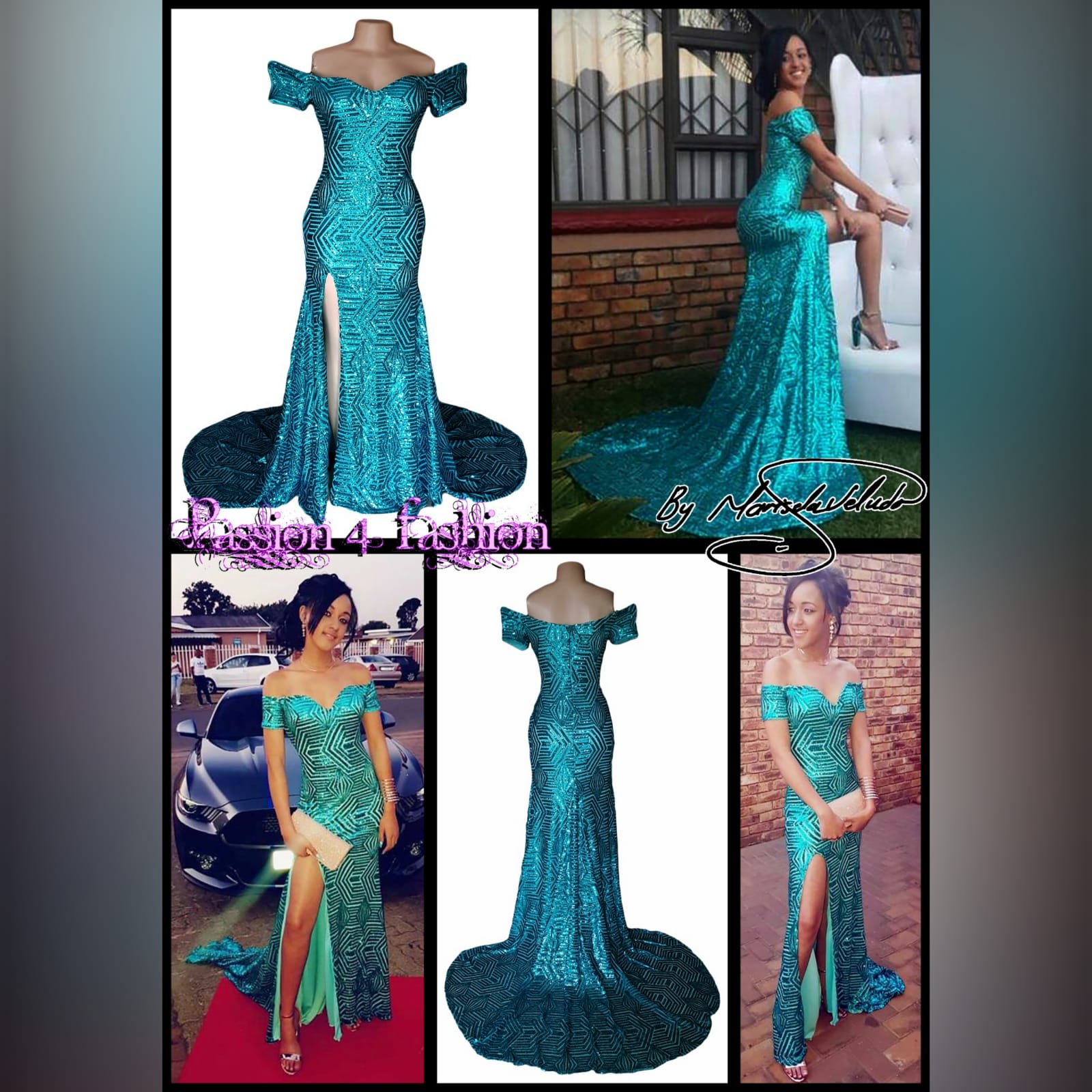 Turquoise green full patterned sequins prom off shoulder dress 4 turquoise green full patterned sequins prom off shoulder dress
