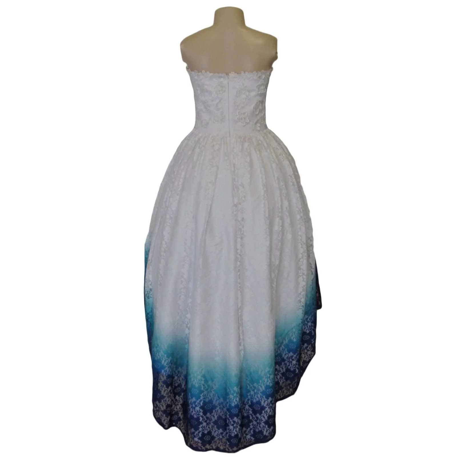 White high low boob tube lace ombre matric farewell dress 7 white high low boob tube lace ombre in blue, purple and turquoise. With 3d lace detail