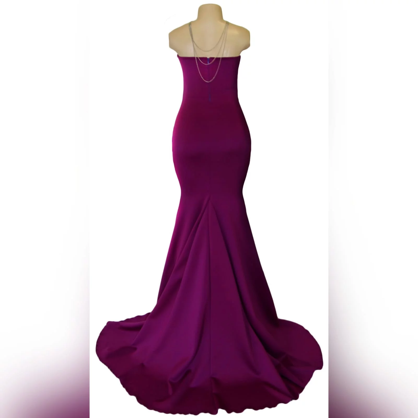 Fuschia soft mermaid tube evening dress 2 fuschia soft mermaid tube evening dress.   with a sweetheart neckline, straight back and a train. Excludes accessory.