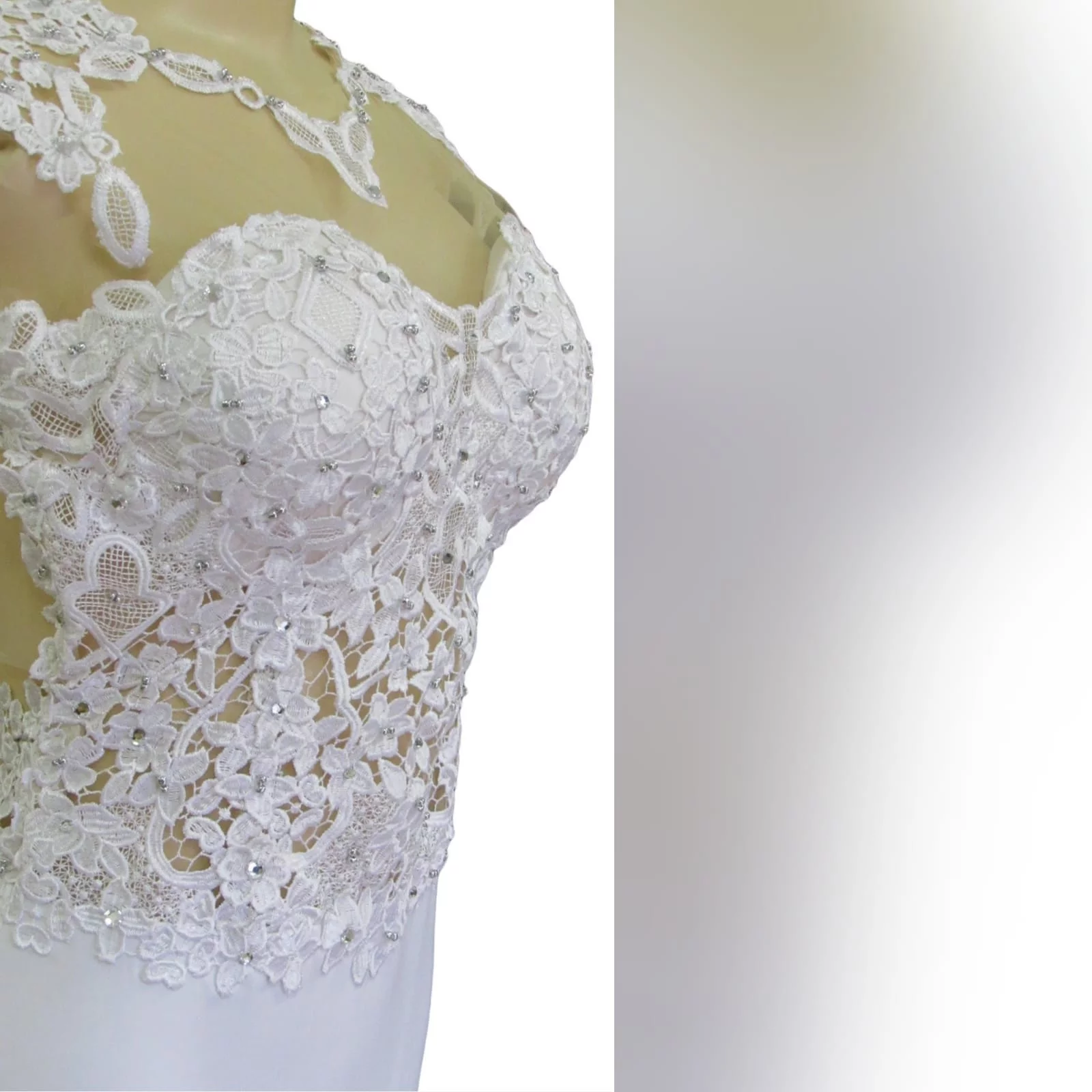 Black And White Lace Illusion Bodice Flowy Prom Dress - Marisela Veludo -  Fashion Designer