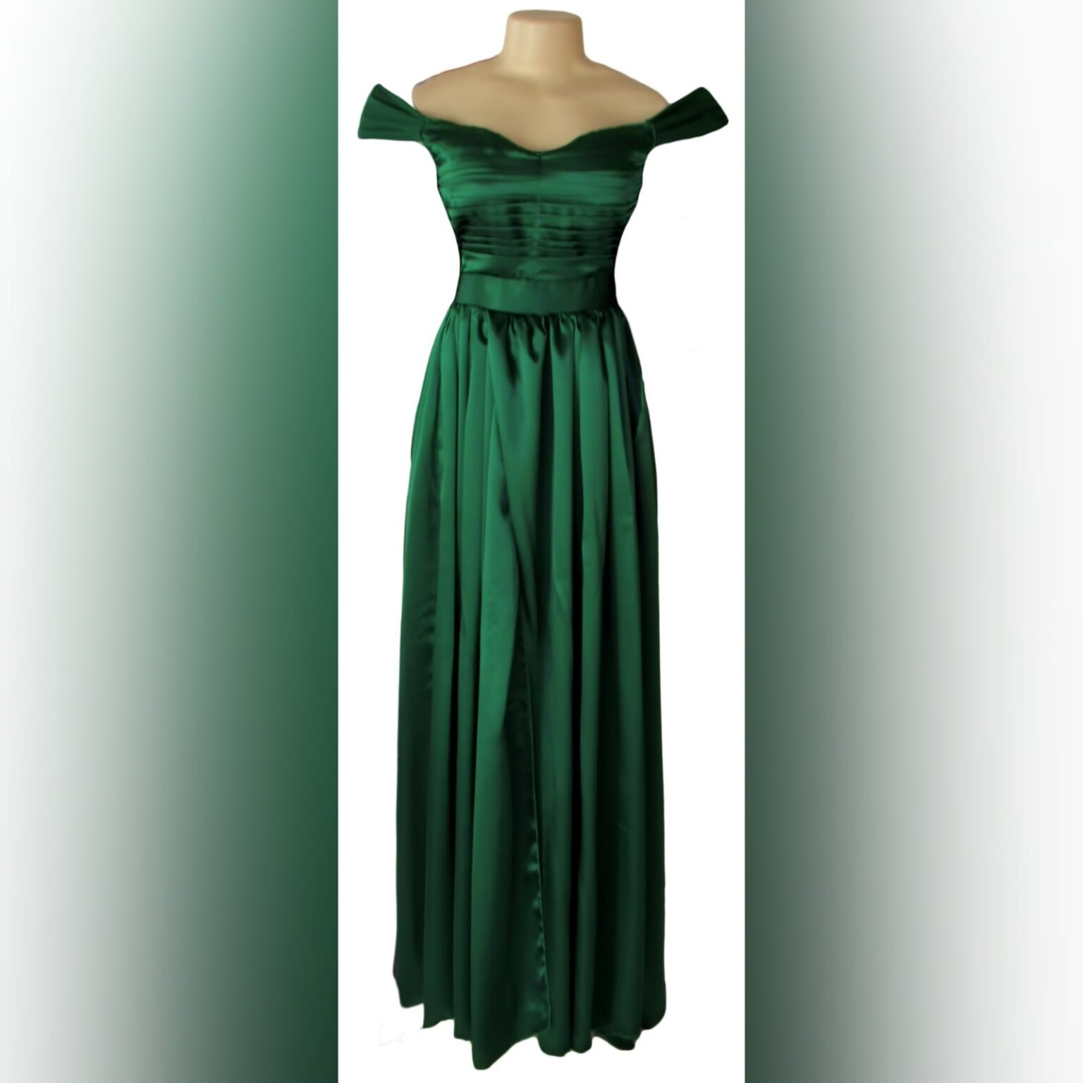 Emerald Green Satin Flowy Formal Dress - Marisela Veludo - Fashion Designer