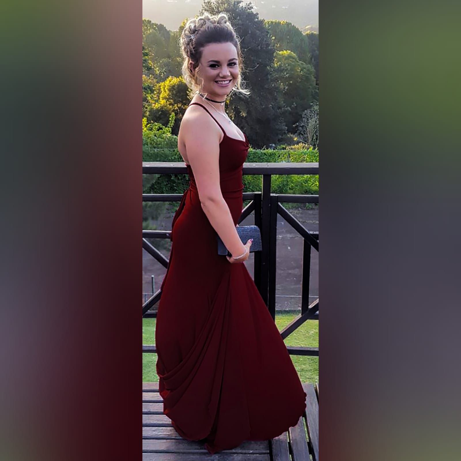 Maroon lace-up back long simple matric dance dress 7 maroon lace-up back long simple matric dance dress with thin shoulder straps, high slit and a small train. Lace-up back to adjust the fit.