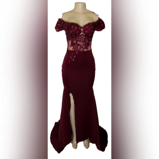 Burgundy Off Shoulder Long Matric Dance Dress - Marisela Veludo ...