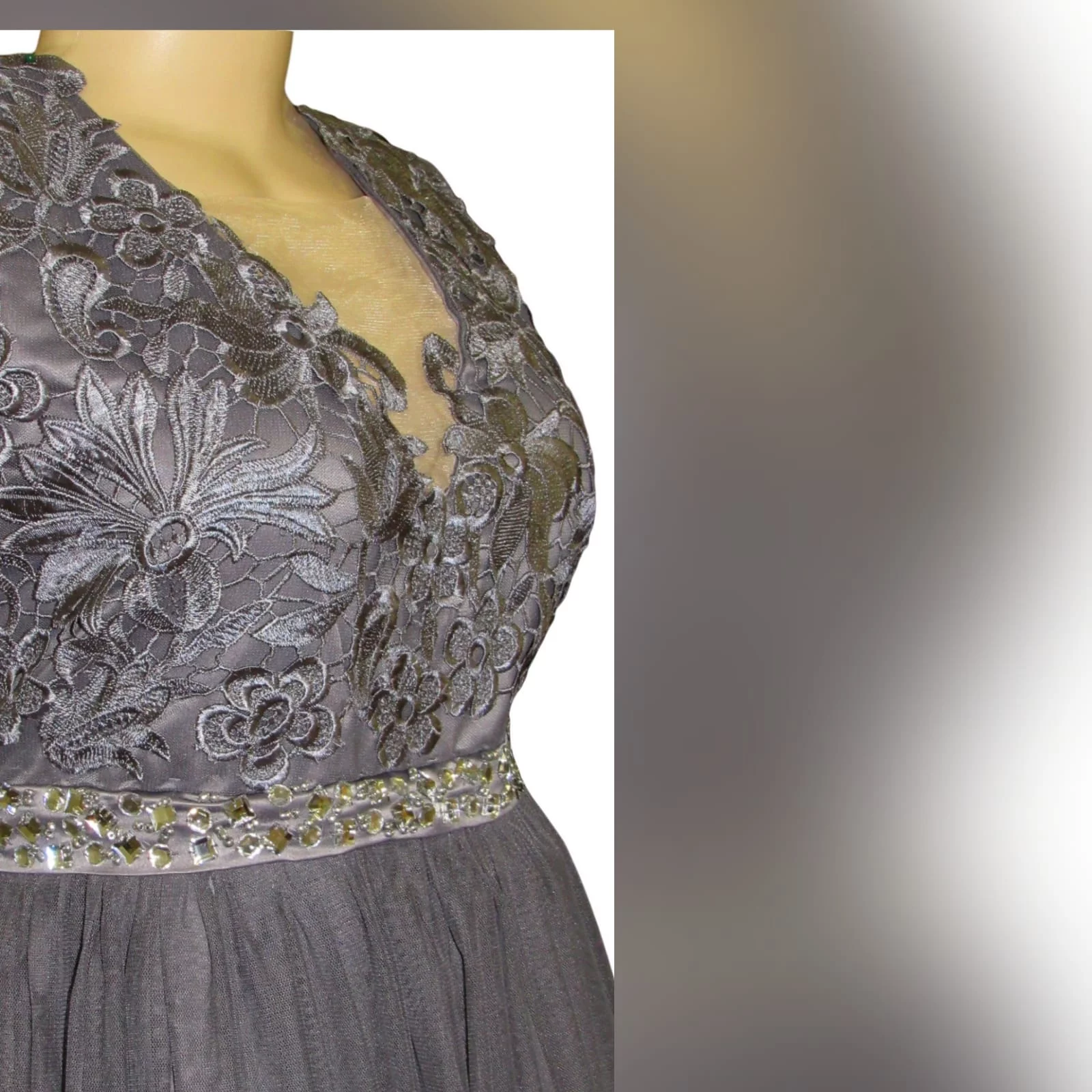 Grey long formal dress for a prom night 6