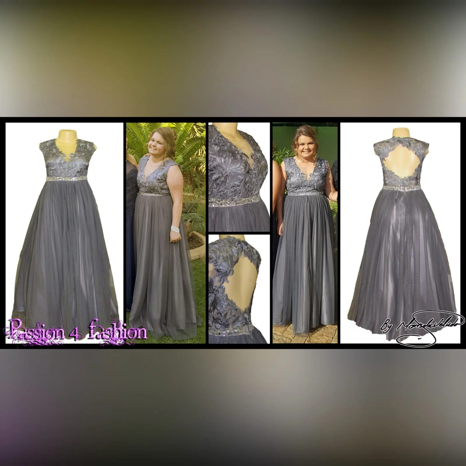 Grey long formal dress for a prom night 4