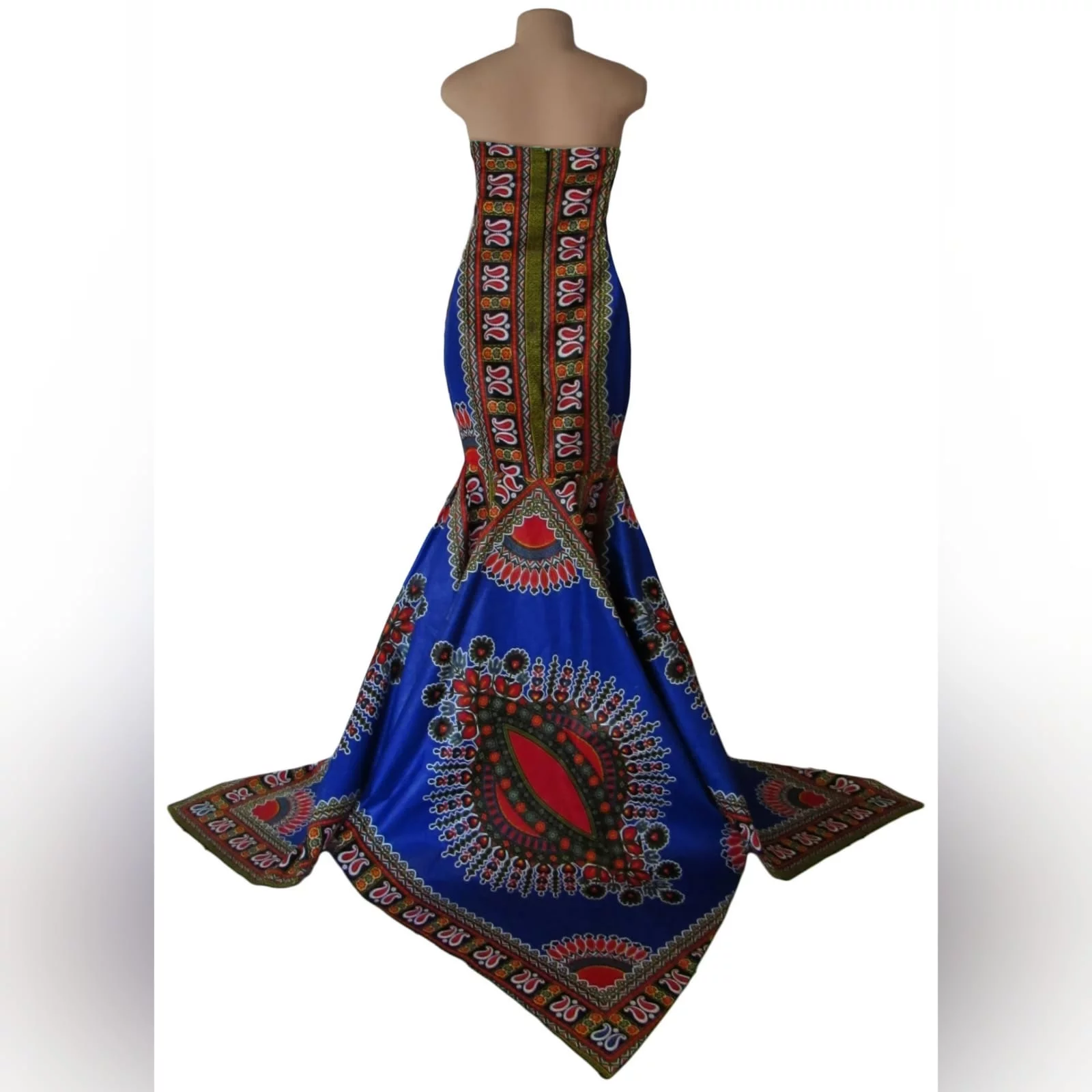 Soft mermaid formal printed dress 7 soft mermaid formal printed dress was worn for a special occasion. This mermaid dress is made with a traditional dashiki print, with a 3 point train.
