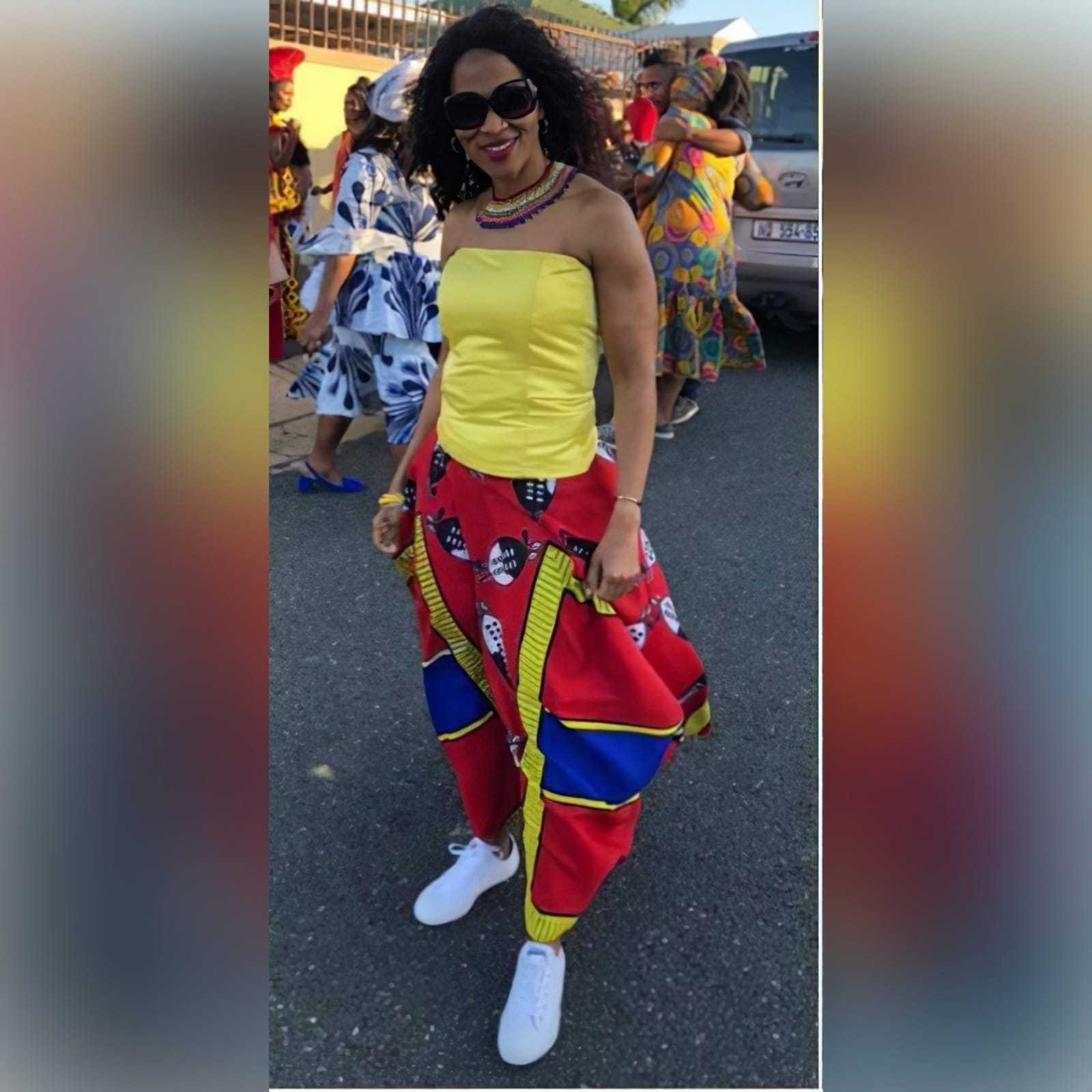 African traditional 2 piece outfit skirt and top 4 african traditional 2 piece outfit skirt and top. Red swati wide skirt with a high waisted effect. Boobtube yellow satin top with a lace-up back