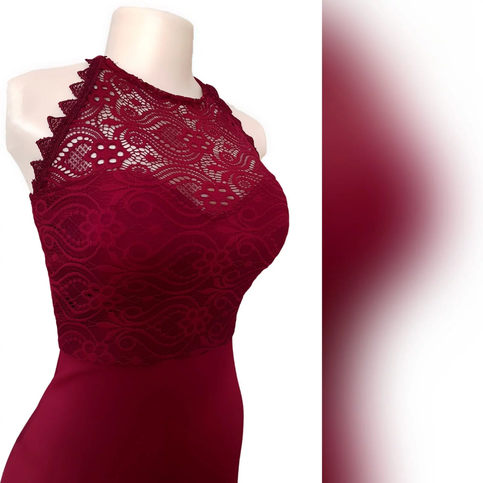 Burgundy soft mermaid gorgeous evening dress 15 this gorgeous evening dress was created for my client in south africa to celebrate her special occasion. A burgundy soft mermaid prom dress with a lace bodice, a sheer lace neckline and dramatic train.