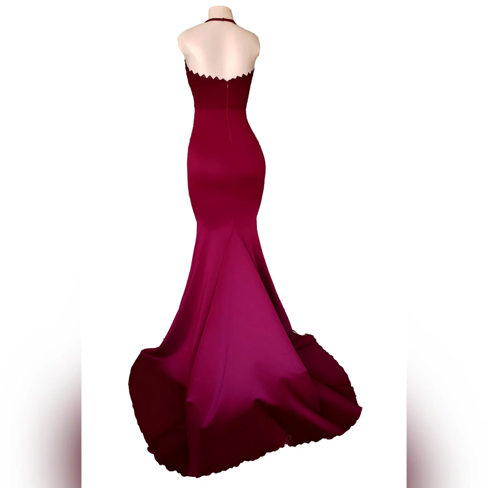 Burgundy soft mermaid gorgeous evening dress 14 this gorgeous evening dress was created for my client in south africa to celebrate her special occasion. A burgundy soft mermaid prom dress with a lace bodice, a sheer lace neckline and dramatic train.