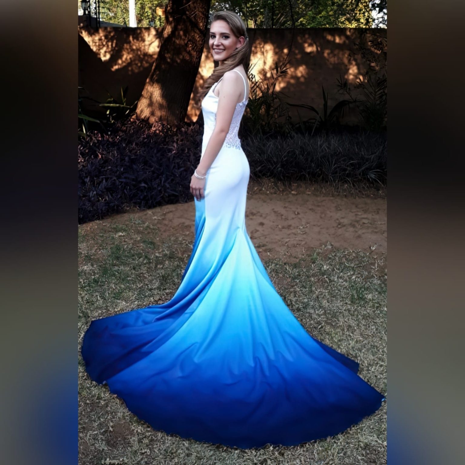 Royal Blue Shimmer Long Matric Dance Dress Marisela Veludo Fashion Designer