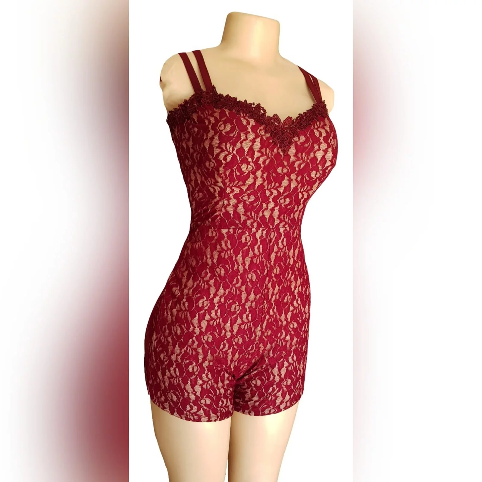 Versatile 2 piece maroon dress 5 <blockquote>to shine your brightest light is to be who you truly are. Roy t. Bennett</blockquote> a versatile 2 piece maroon dress. A lace short leg bodysuit with a sweetheart neckline and shoulder straps. With a removable flowy chiffon skirt with a slit.