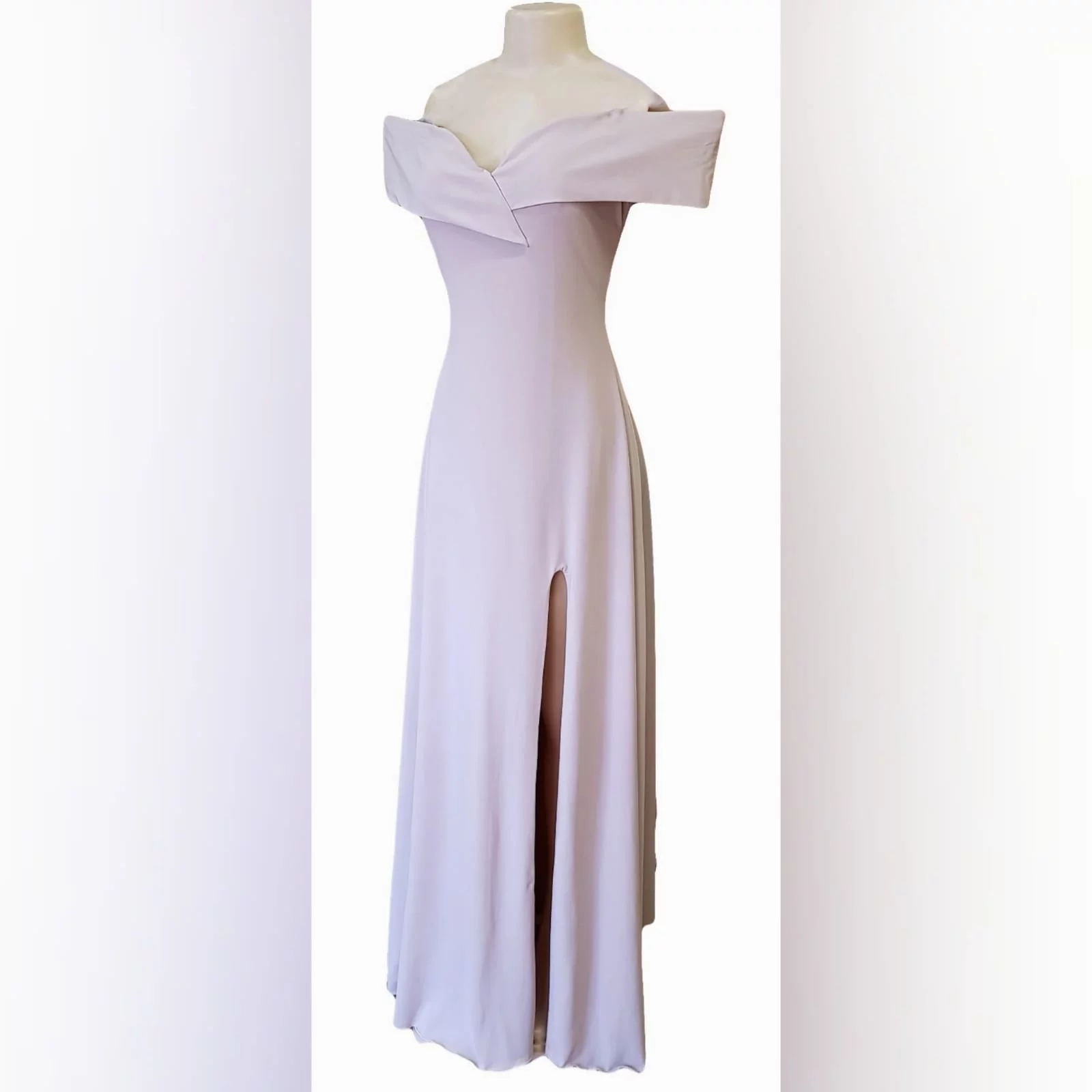 Simple elegant nude long prom dress 7 <blockquote>"always be a first rate version of yourself and not a second rate version of someone else" judy garland</blockquote> simple elegant nude long prom dress with an off shoulder cross bust neckline and a slit. A gorgeous design that can be worn to several occasions due to its simplicity.