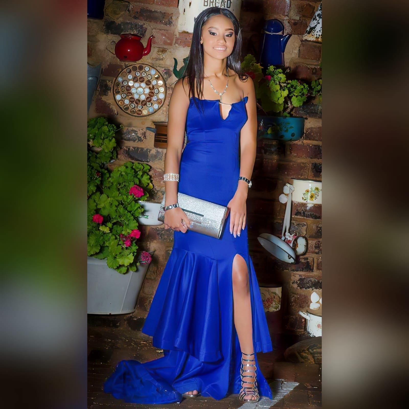 Panelled royal blue mermaid matric dance dress with a knee length slit 1 <blockquote>"just remember to always be yourself and don’t be afraid to speak your mind or to dream out loud. " j. A. Redmerski</blockquote> this gorgeous piece that i designed and created for my client's special day, her matric dance, enhanced her figure by the way it hugs her physic. A panelled royal blue mermaid prom dress with a knee length slit and a double layer frill that becomes an elegant train. A slit on the bust line with a touch of detail with a diamante strap.